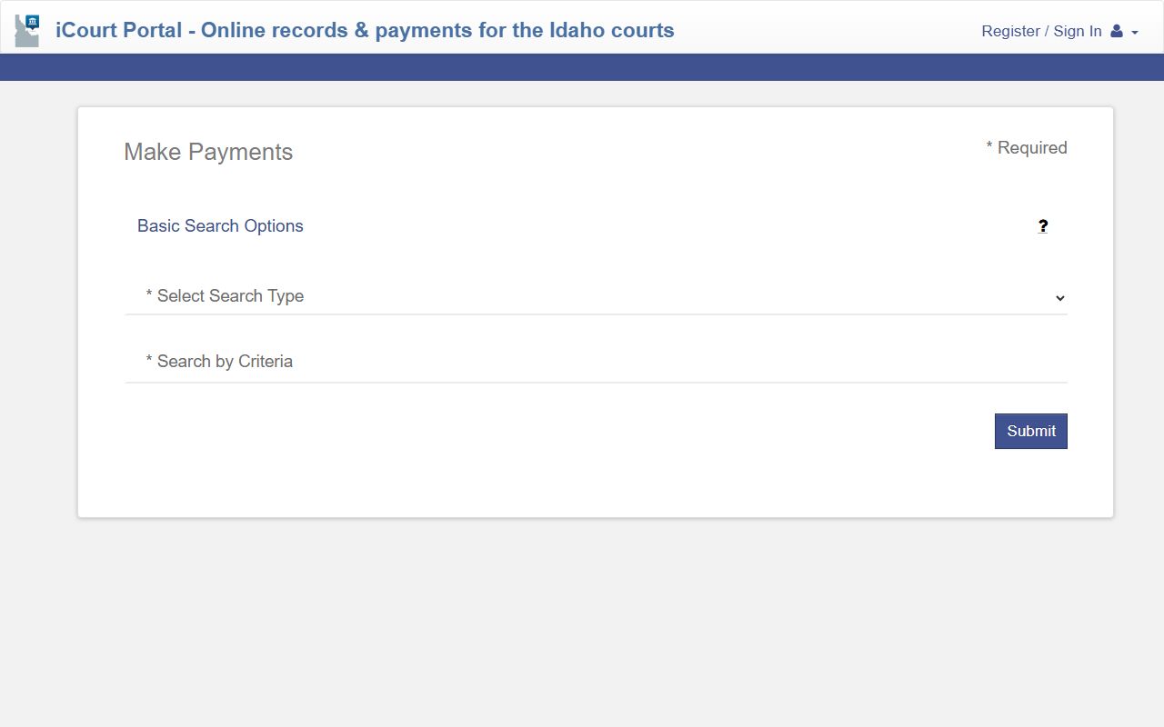 Bingham County court dockets iCourt payment screen