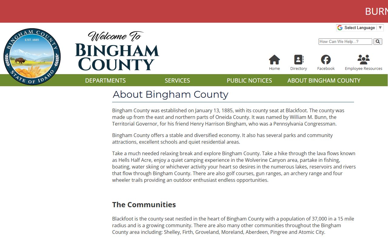 Bingham County court records county history and county seat