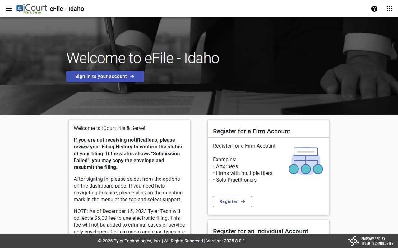 Bingham County probate records Idaho File and Serve portal