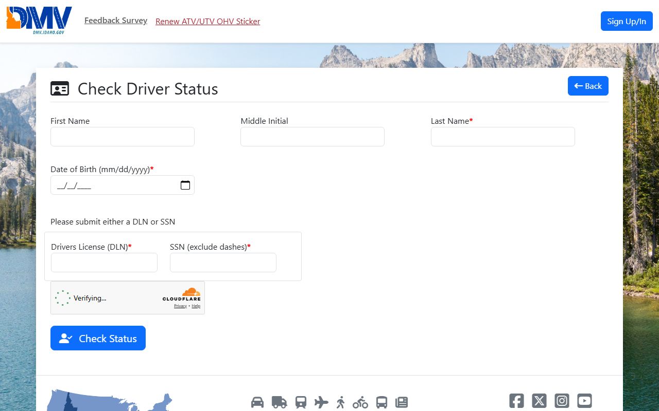 Bingham County traffic court records Idaho DMV driver status check