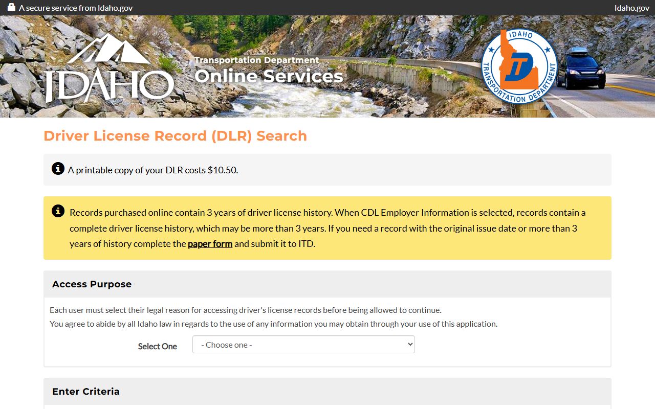 Bingham County traffic court records Idaho driver license record search